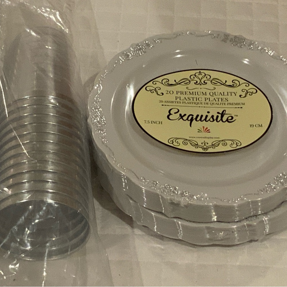 Elegant, sturdy dessert plates and cups for bridal shower, birthday party